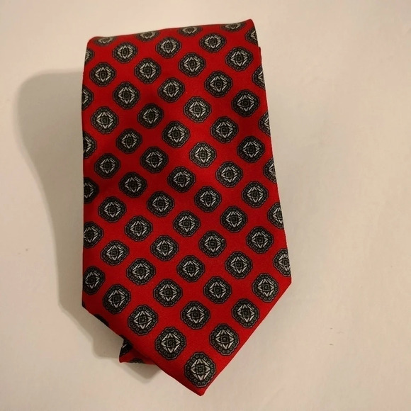 Bert Pulitzer Red Blue Geometric shapes Men's Neck Tie - Picture 7 of 7